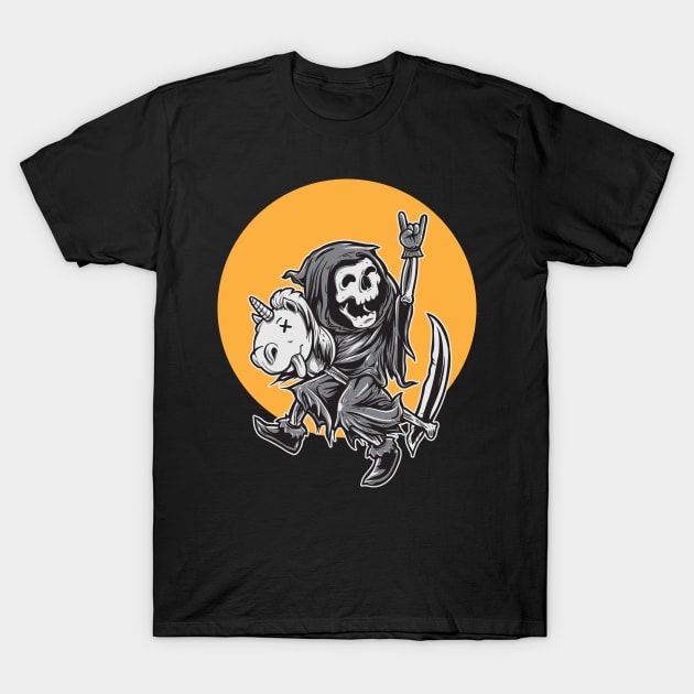 Grim Reaper riding a Unicorn | Halloween | Costume | Gift T-Shirt by MerchMadness